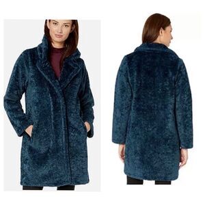 Michael Kors Teal Faux Sherpa Coat LARGE NWT